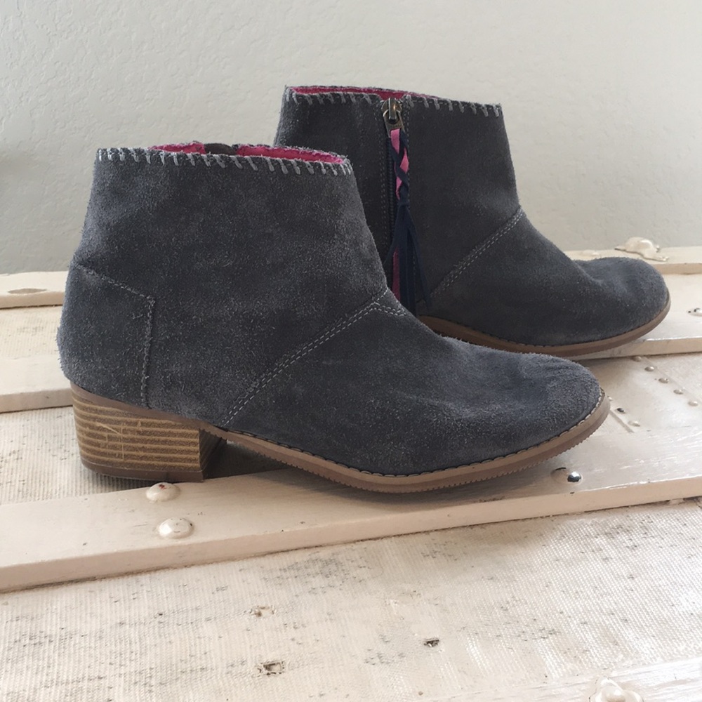 Toms Grey Suede Boots Youth Girls 5